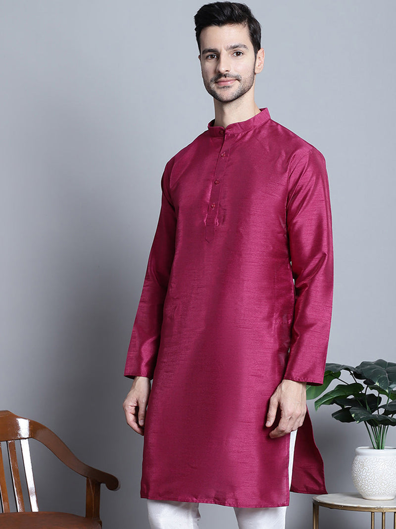 Men Purple Dupion Silk Kurta Only