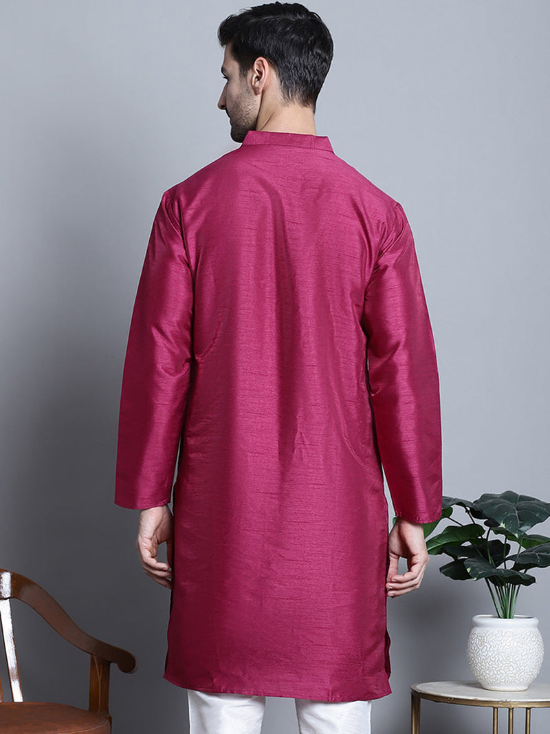 Men Purple Dupion Silk Kurta Only