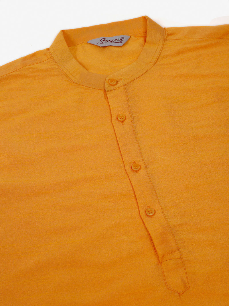 Jompers Men's Solid Dupion Silk Kurtas ( KO 636Yellow )