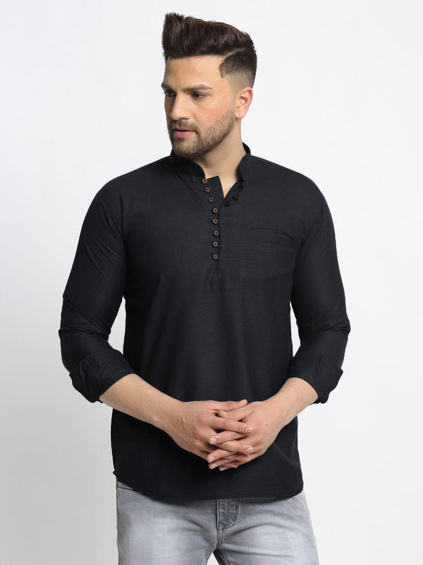 Men's Cotton Solid Short Kurtas