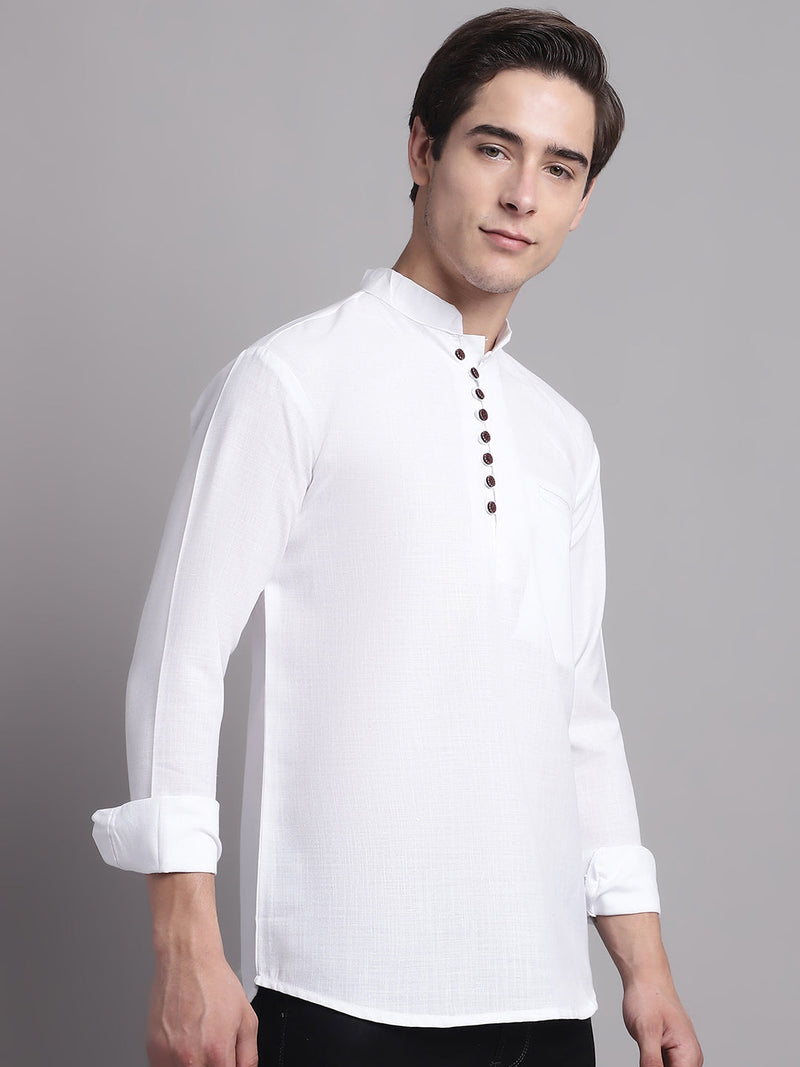 Men Black Solid Straight Short Kurta