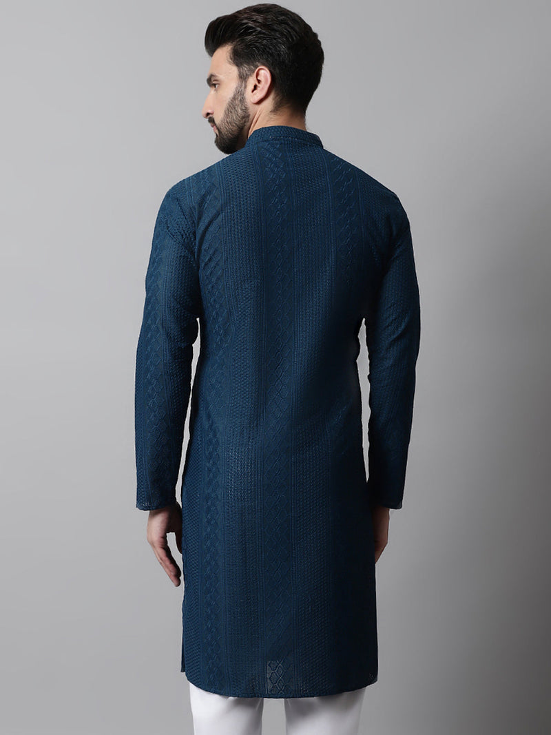 Jompers Men's Embroiderd Kurtas ( KO 640Teal )