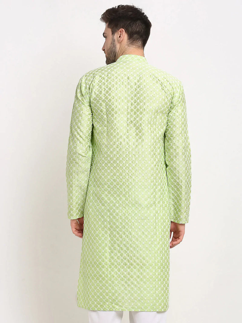 Jompers Men Green Chikankari Kurta Only ( KO 641 Green )