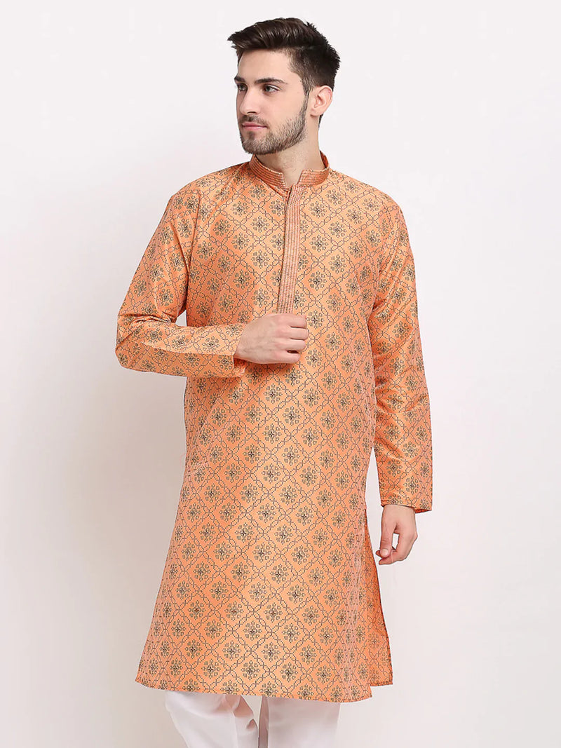 Jompers Men's Orange Woven Kurta Only ( KO 645 Orange )