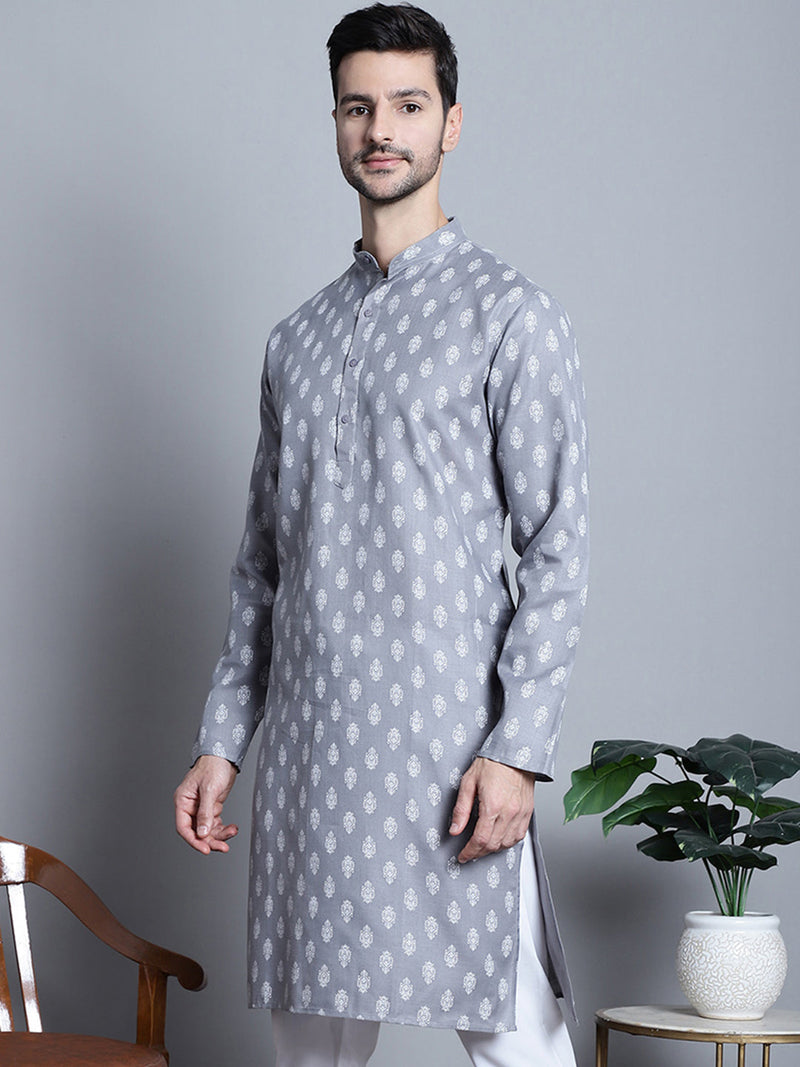 Men's Cotton Floral printed Kurta Only