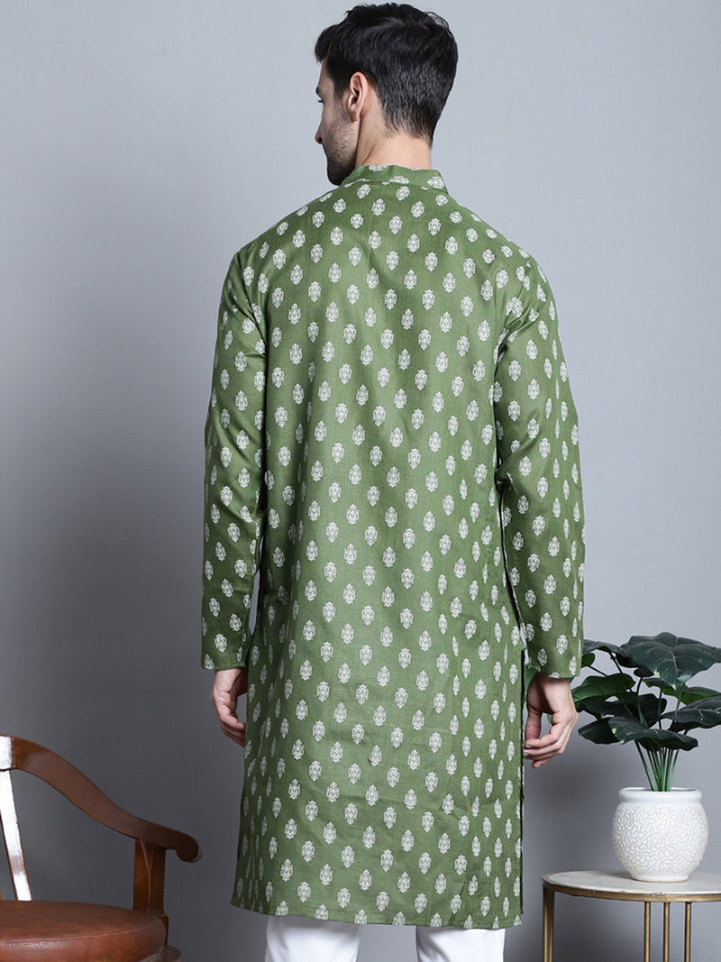 Men's Cotton Floral printed Kurta Only