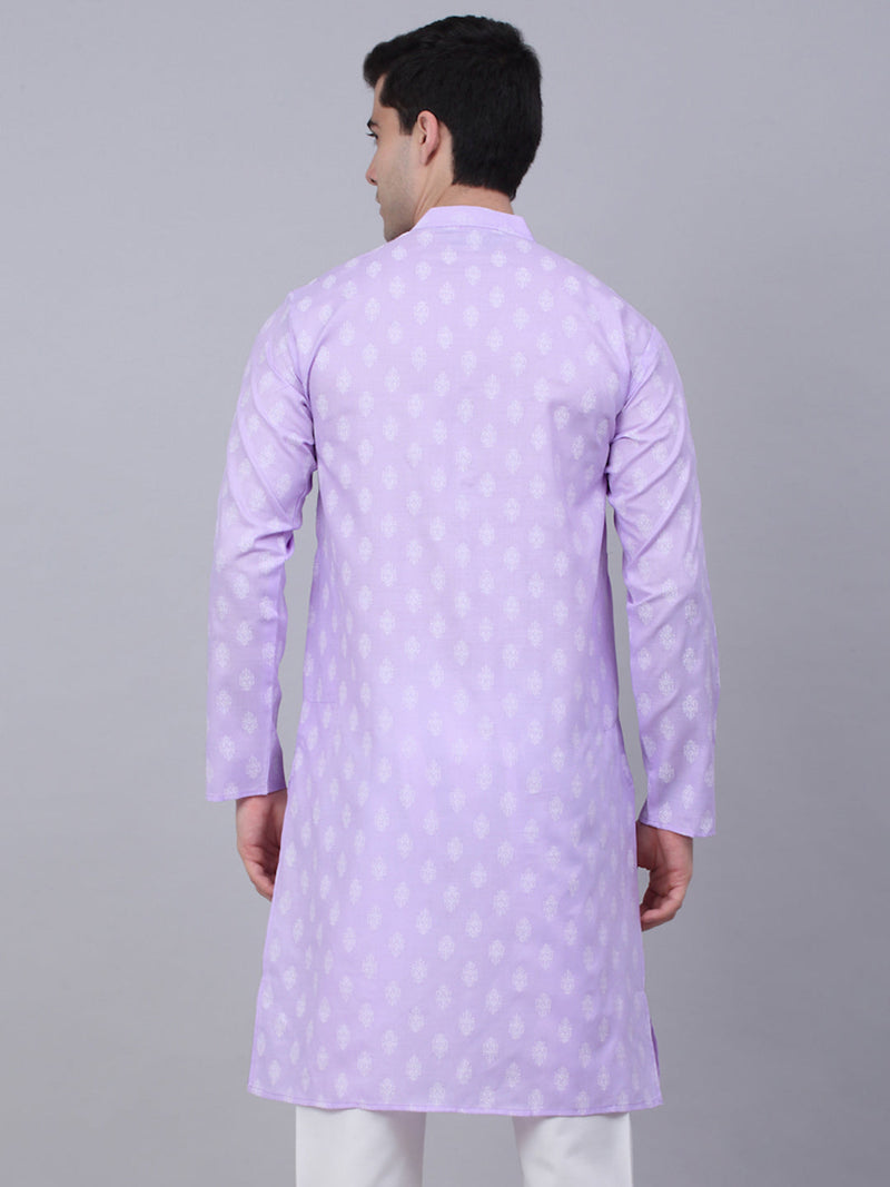 Men's Cotton Floral printed kurtas ( KO 650Purple )