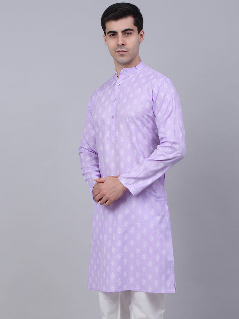 Men's Cotton Floral printed kurtas ( KO 650Purple )