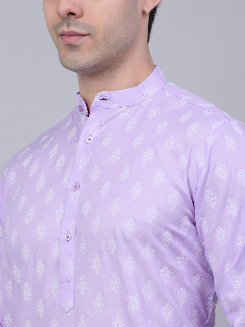 Men's Cotton Floral printed kurtas ( KO 650Purple )