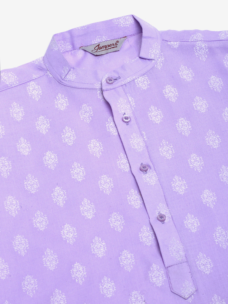 Men's Cotton Floral printed kurtas ( KO 650Purple )