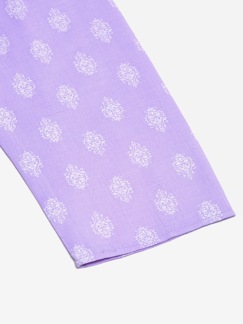 Men's Cotton Floral printed kurtas ( KO 650Purple )