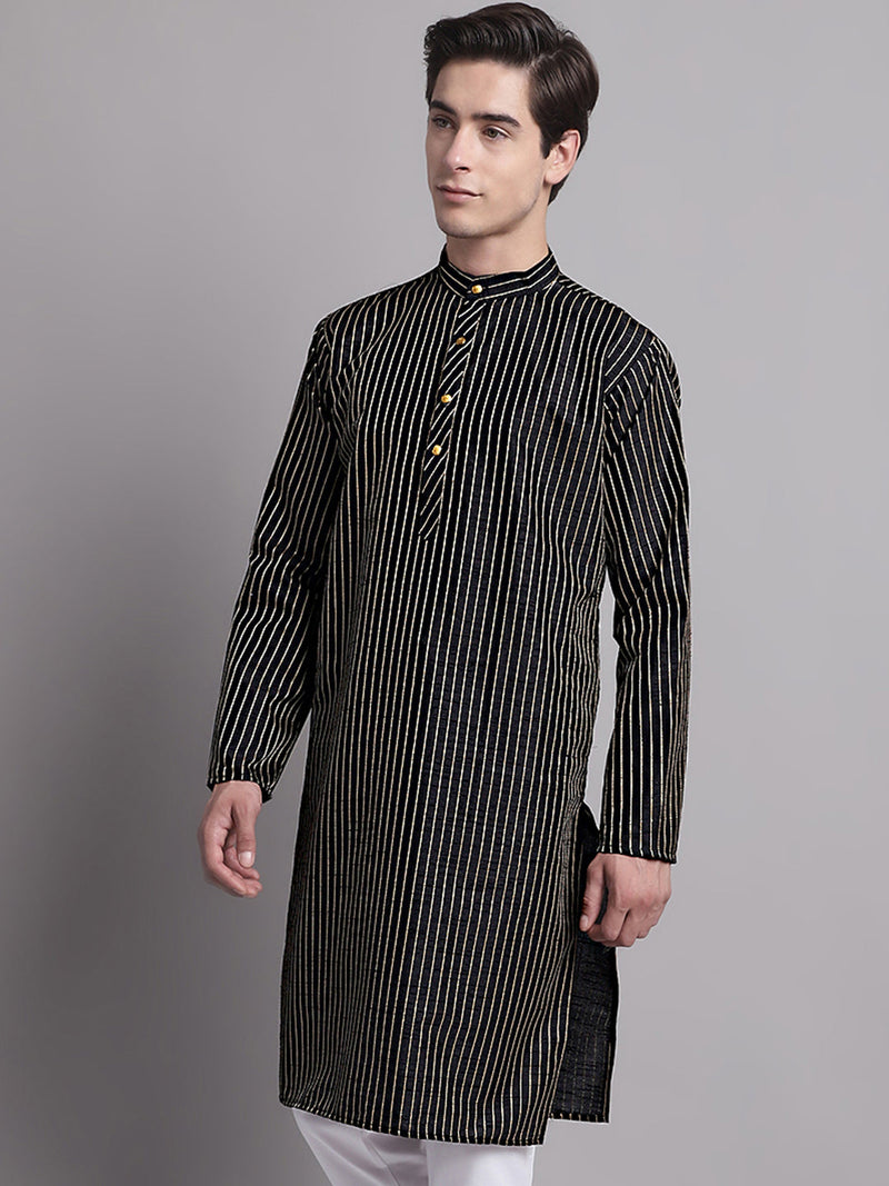 Men Black Embroidered Design Kurta