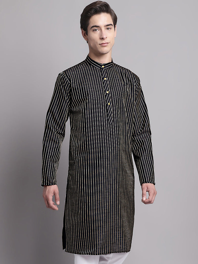 Men Black Embroidered Design Kurta