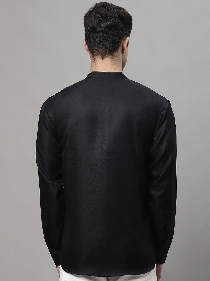 Men's Black Solid Short Kurtas