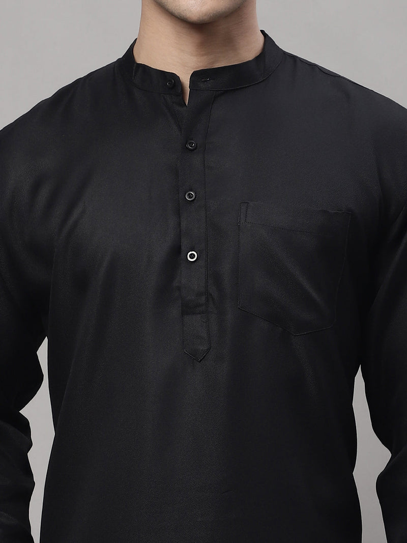 Men's Black Solid Short Kurtas