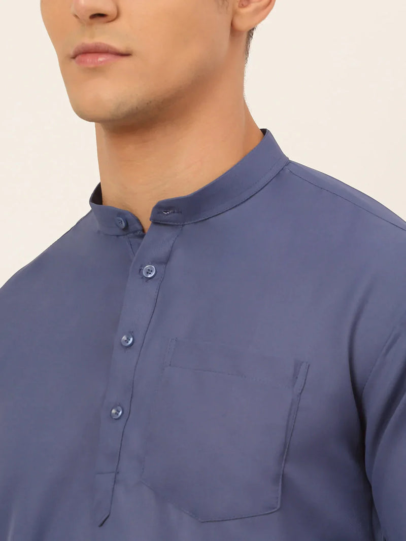 Jompers Men's Blue Solid Cotton Short Kurta ( KO 677 Blue )