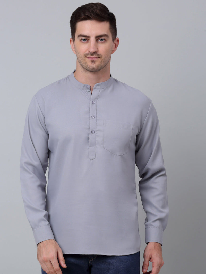 Men's Black Solid Short Kurtas