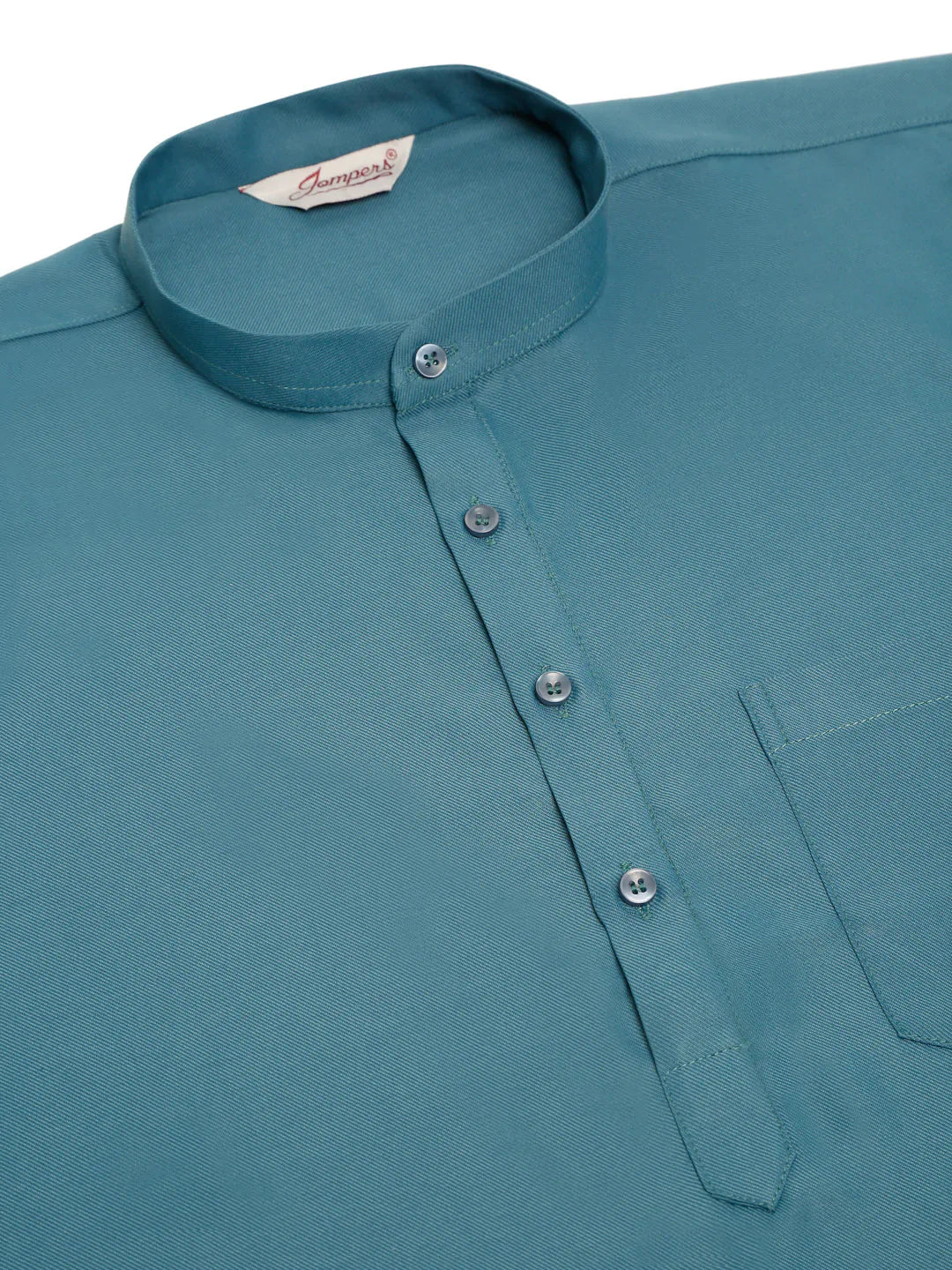 Jompers Men's Teal Blue Solid Cotton Short Kurta ( KO 677 Teal )