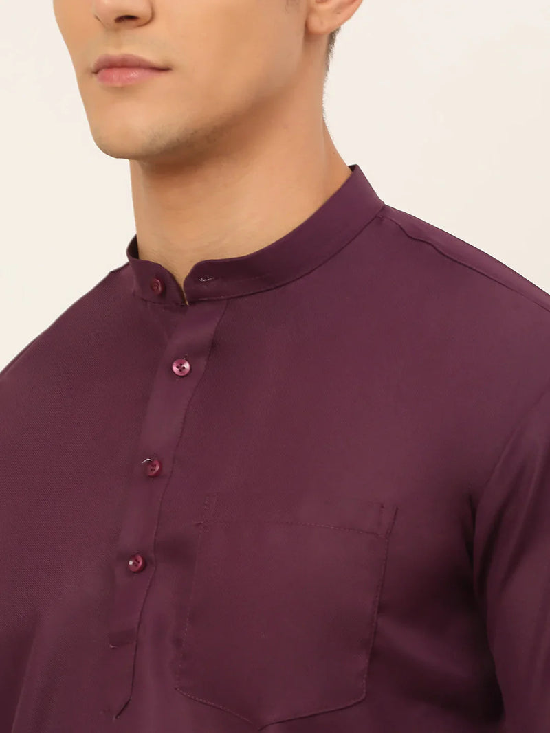 Jompers Men's Purple Solid Cotton Short Kurta ( KO 677 Wine )