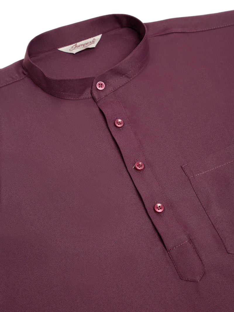 Jompers Men's Purple Solid Cotton Short Kurta ( KO 677 Wine )