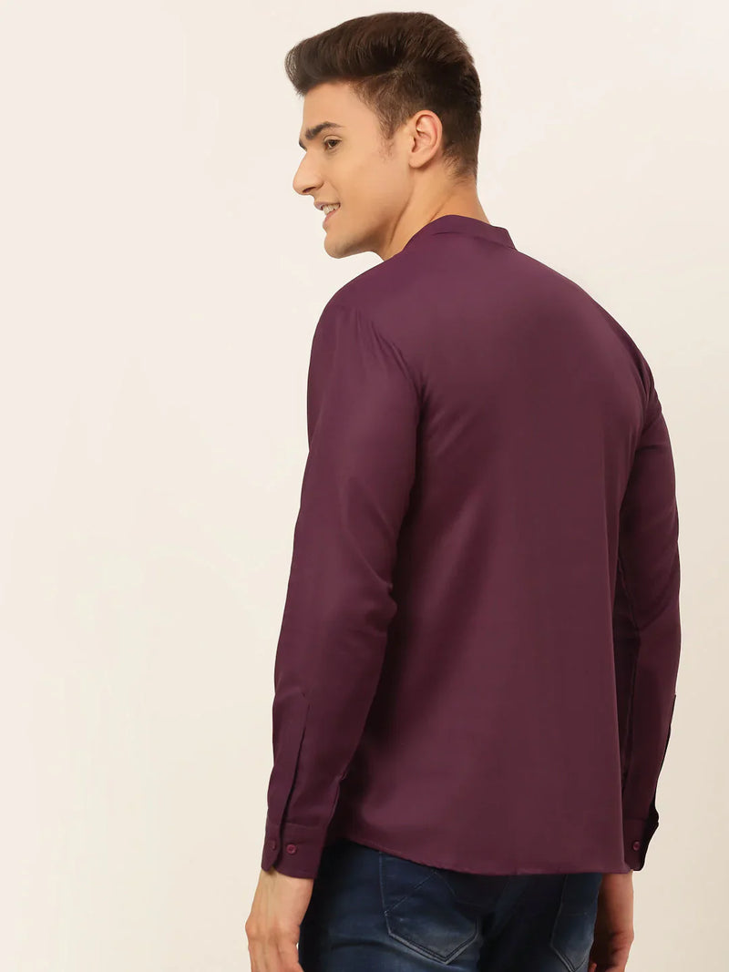 Jompers Men's Purple Solid Cotton Short Kurta ( KO 677 Wine )