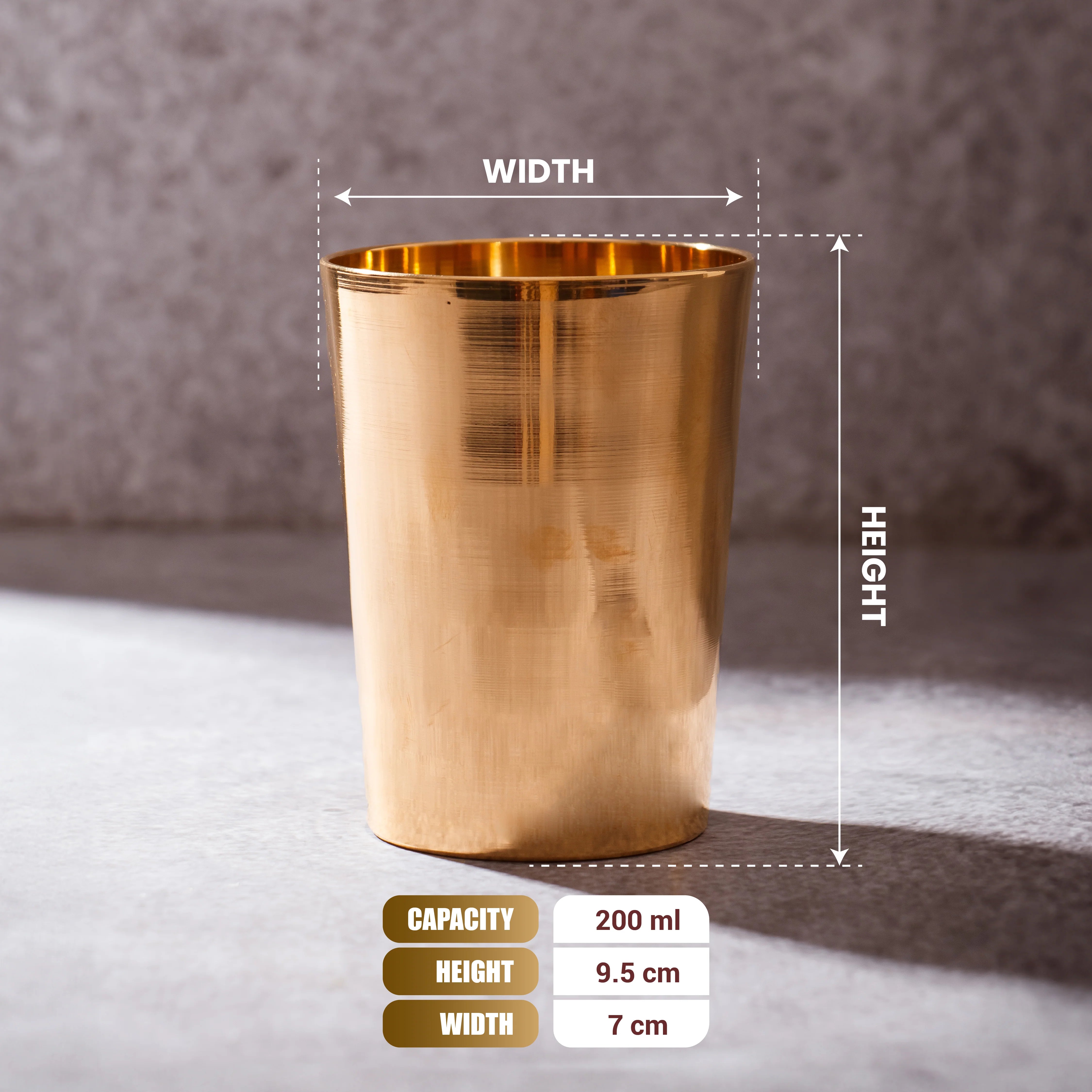 Health Smith Pure Kansa Water Glass | Bronze Tumbler | Ayurvedic Drinking Glass for Daily Wellness