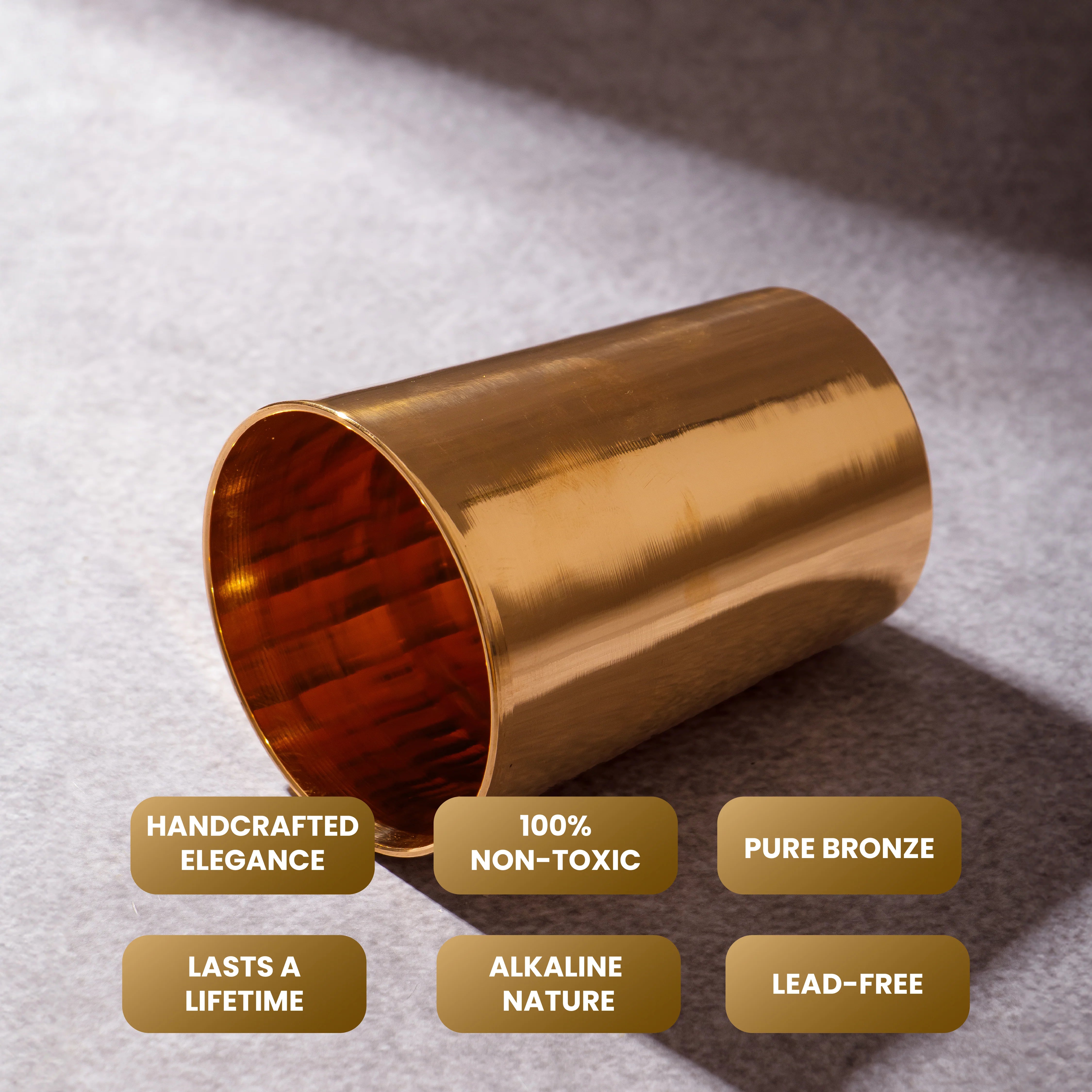 Health Smith Pure Kansa Water Glass | Bronze Tumbler | Ayurvedic Drinking Glass for Daily Wellness