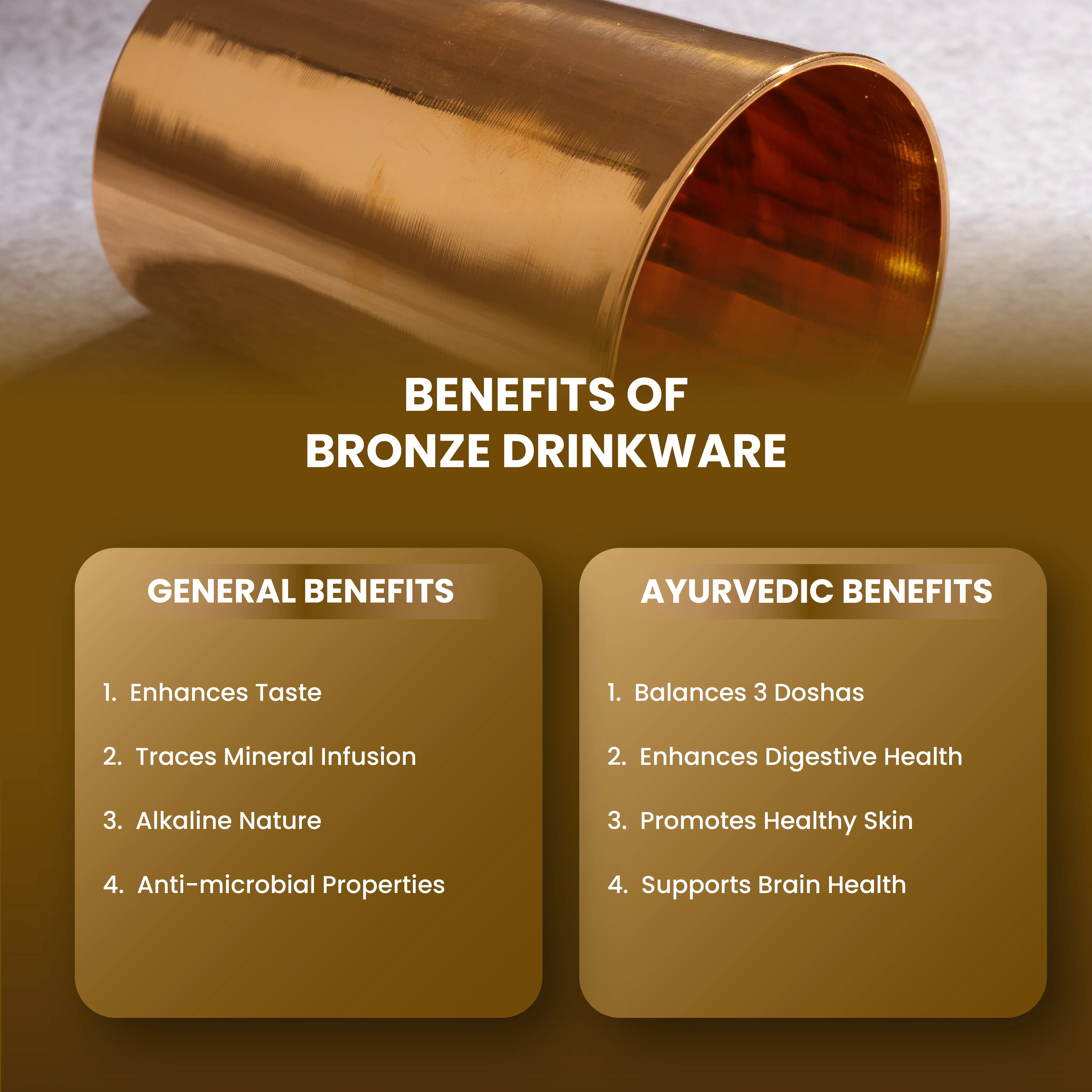 Health Smith Pure Kansa Water Glass | Bronze Tumbler | Ayurvedic Drinking Glass for Daily Wellness