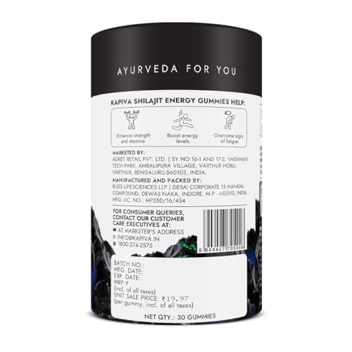 Kapiva Himalayan Shilajit Gummies | 225mg Shilajit/Gummy | Ginger Honey Flavour | NABL-Certified Gummy | Boosts Energy Levels, Endurance & Stamina | No Added Sugar | Gelatin Free
