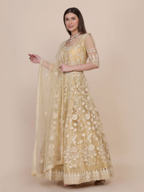 Aastha Cream Dupatta with Net top fabric Crepe Bottom fabric