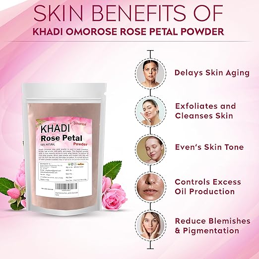 Khadi Omorose Rose Petal Powder For Face And Skin (100 gm)