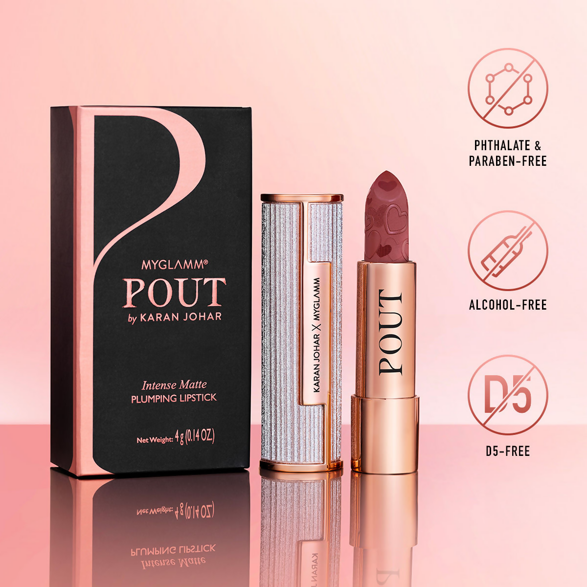 MyGlamm Pout By Karan Johar Intense Matte Plumping Lipstick - Paparazzi Pout