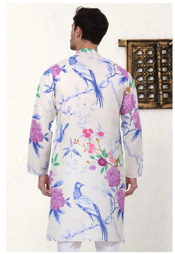 Men's Animal Printed Pure Cotton Straight Kurtas