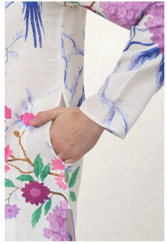 Men's Animal Printed Pure Cotton Straight Kurtas