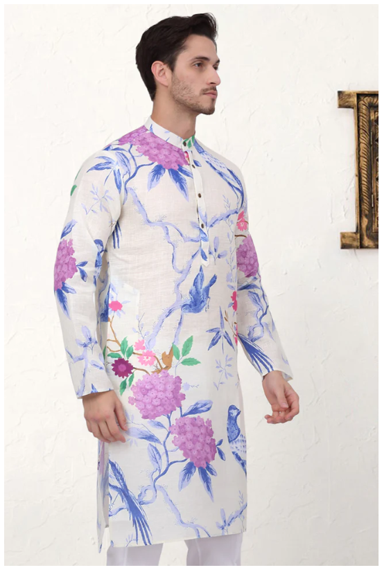Men's Animal Printed Pure Cotton Straight Kurtas