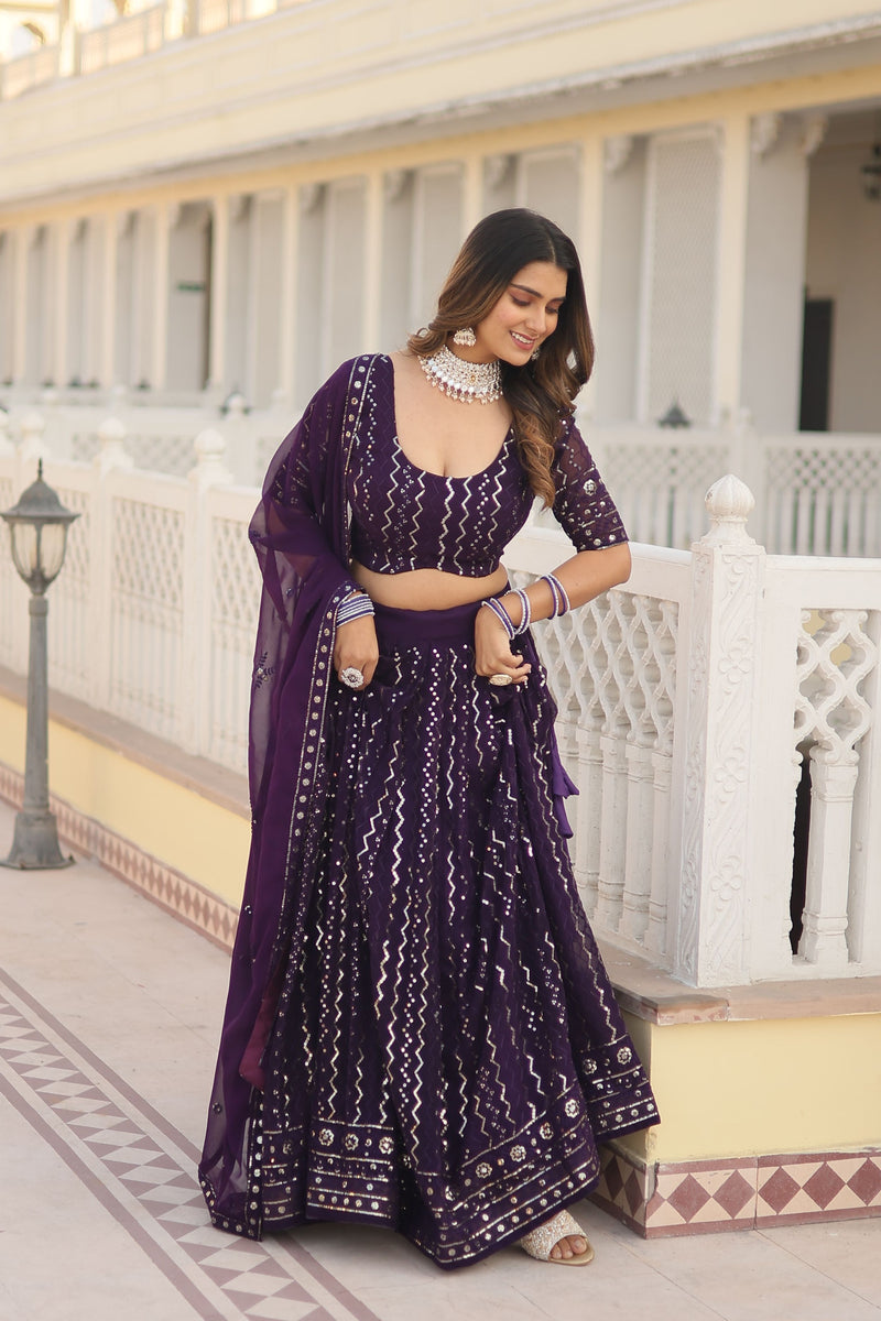 Aastha fashion  wine Lehenga faux blooming blouse fabric embroidery work