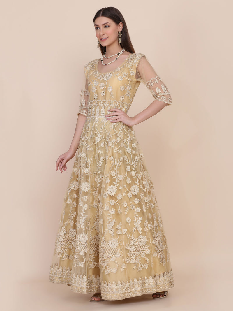 Aastha Cream Dupatta with Net top fabric Crepe Bottom fabric