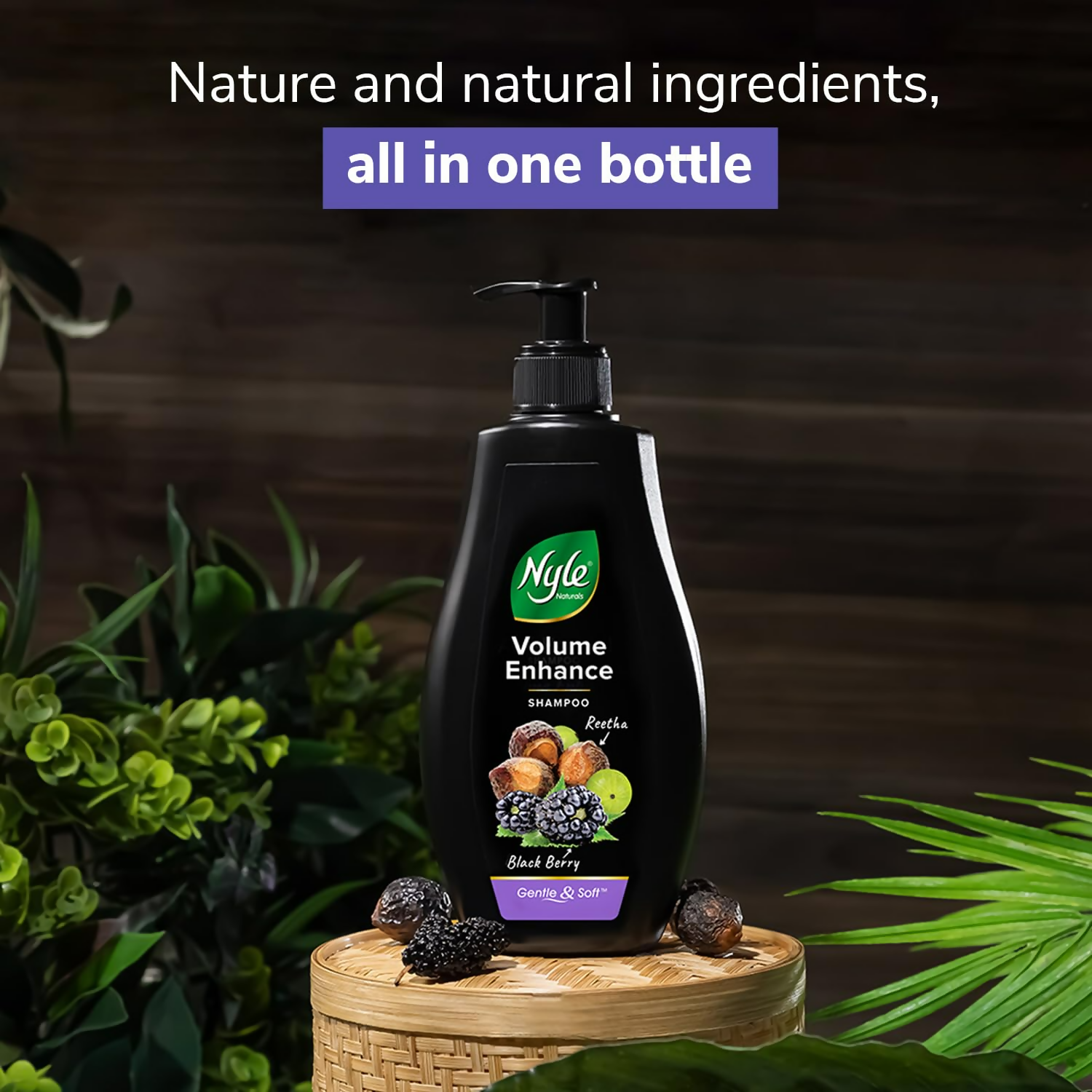 Nyle Naturals Volume Enhance Shampoo With Blackberry Reetha and Amla Gentle & Soft