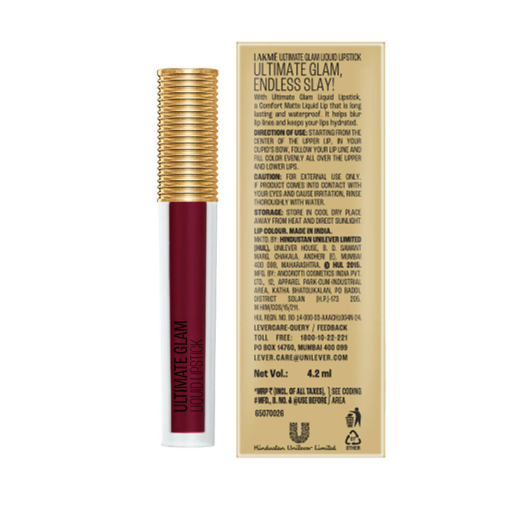 Lakme Ultimate Glam Matte Liquid Lipstick - Red Sangria