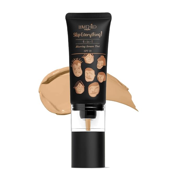 Lovechild Masaba Skip Everything Blurring 4 In 1 Serum Full Coverage Skin Tint For All Skin Type, Natural Coverage, For Daily Use, With Sod Technology, Lonely Lioness