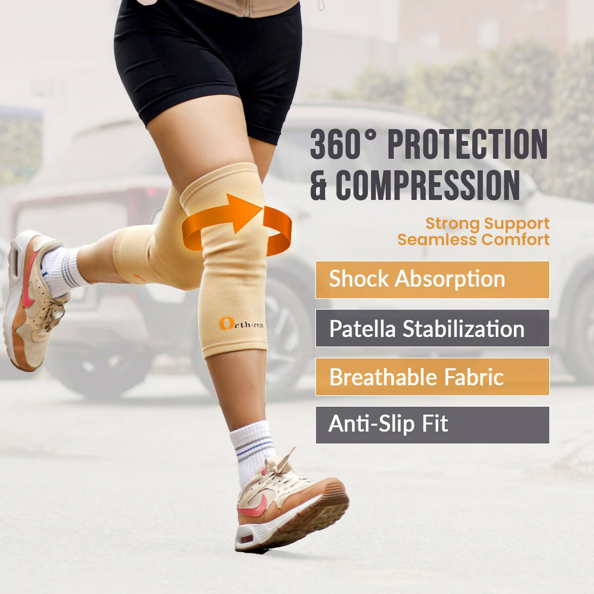 Orth-Rem Knee Cap Support For Men & Women (Pair) Knee Brace Pain Relief