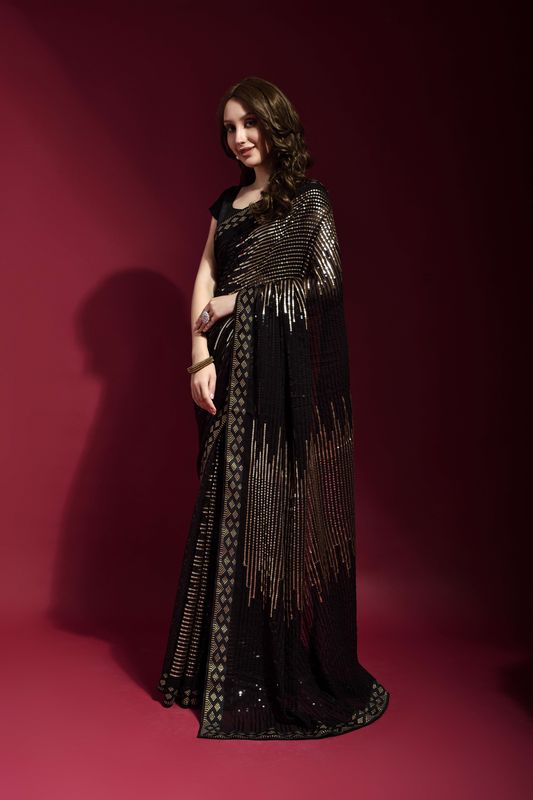 Aastha Black Heavy Georgette Heavy Satin Banglori Sequance Embroidery work