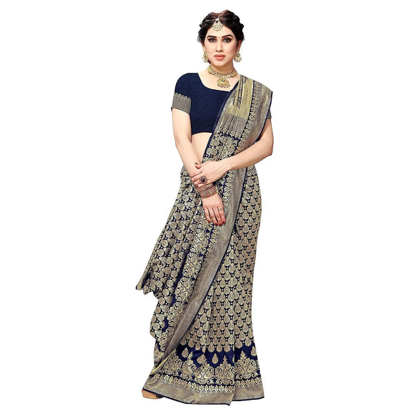 Vamika Navy Banarasi Jacquard Weaving Saree