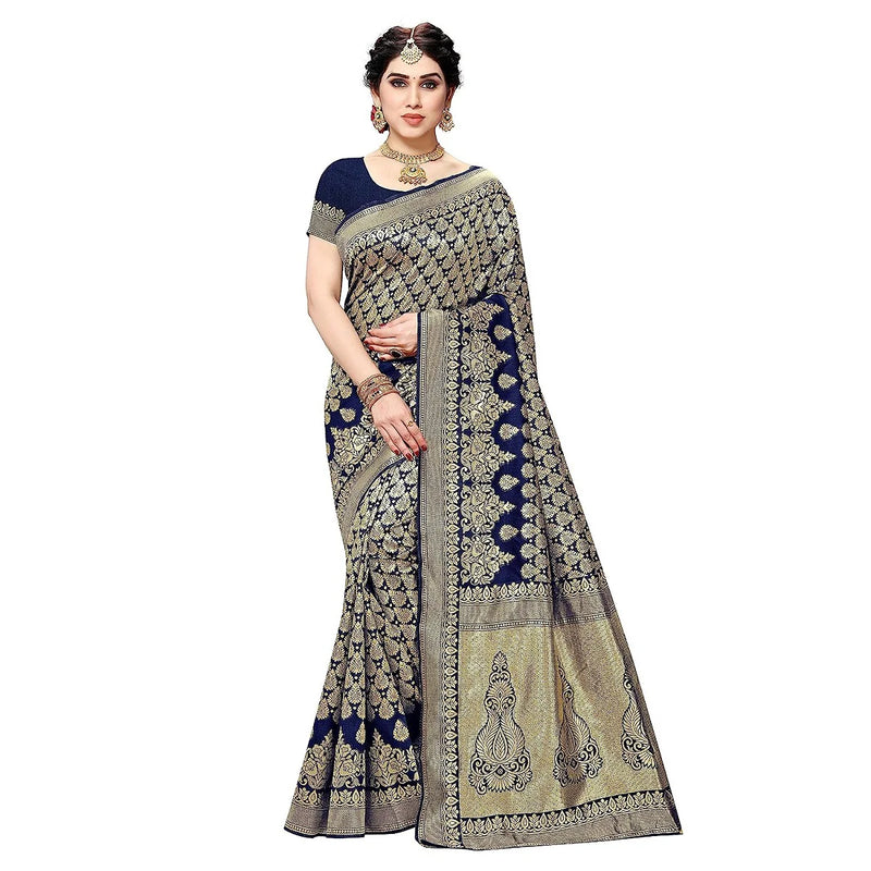 Vamika Navy Banarasi Jacquard Weaving Saree