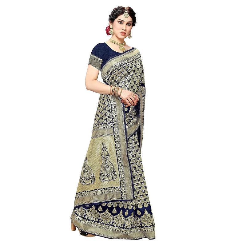 Vamika Navy Banarasi Jacquard Weaving Saree