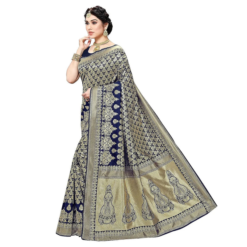 Vamika Navy Banarasi Jacquard Weaving Saree