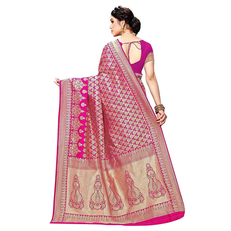 Vamika Pink Banarasi Jacquard Weaving Saree