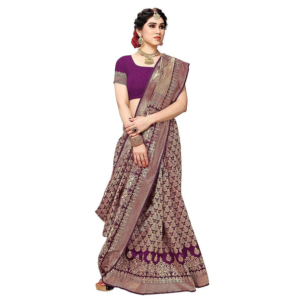 Vamika Purple Banarasi Jacquard Weaving Saree