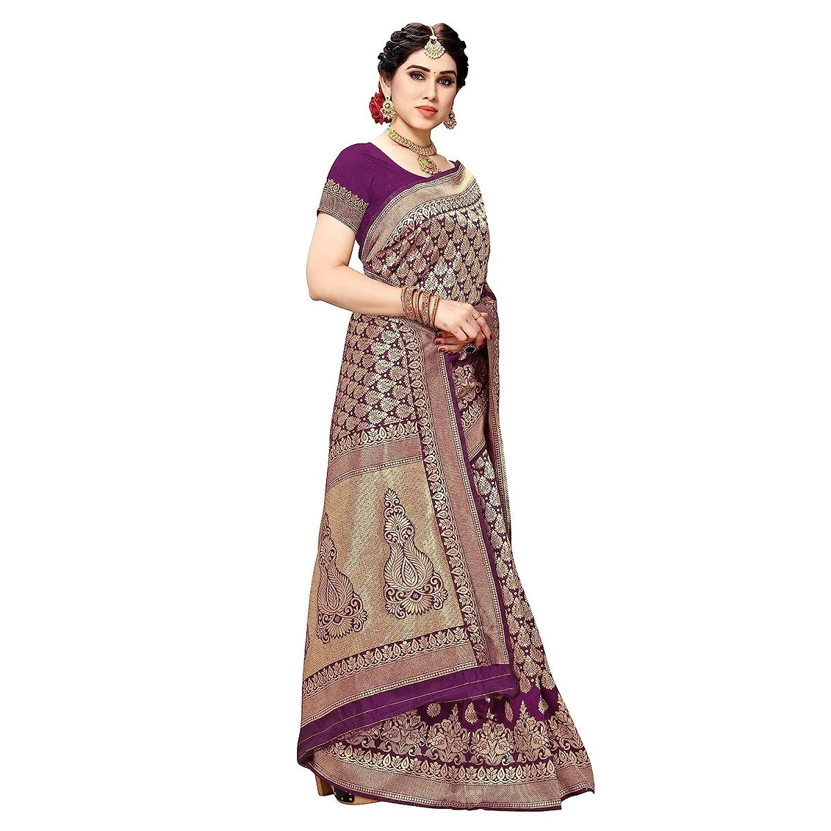 Vamika Purple Banarasi Jacquard Weaving Saree