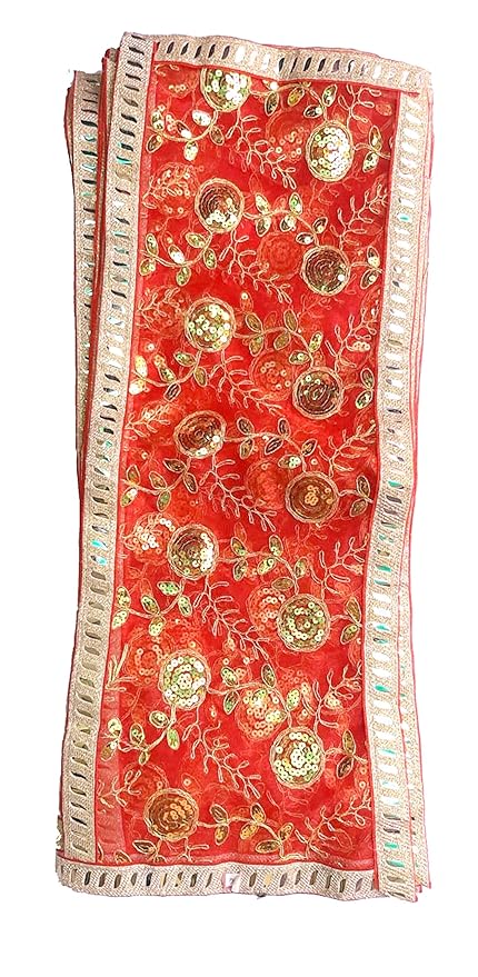 Pooja Samagri Cotton MATA Rani Chunri for All Goddess (Red, 70 x 25 cm)